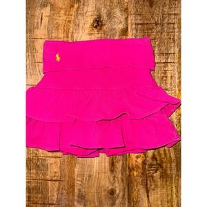 Ralph Lauren Toddler Girls Pink Ruffle Skort Size 2T Cotton Pique Yellow Pony